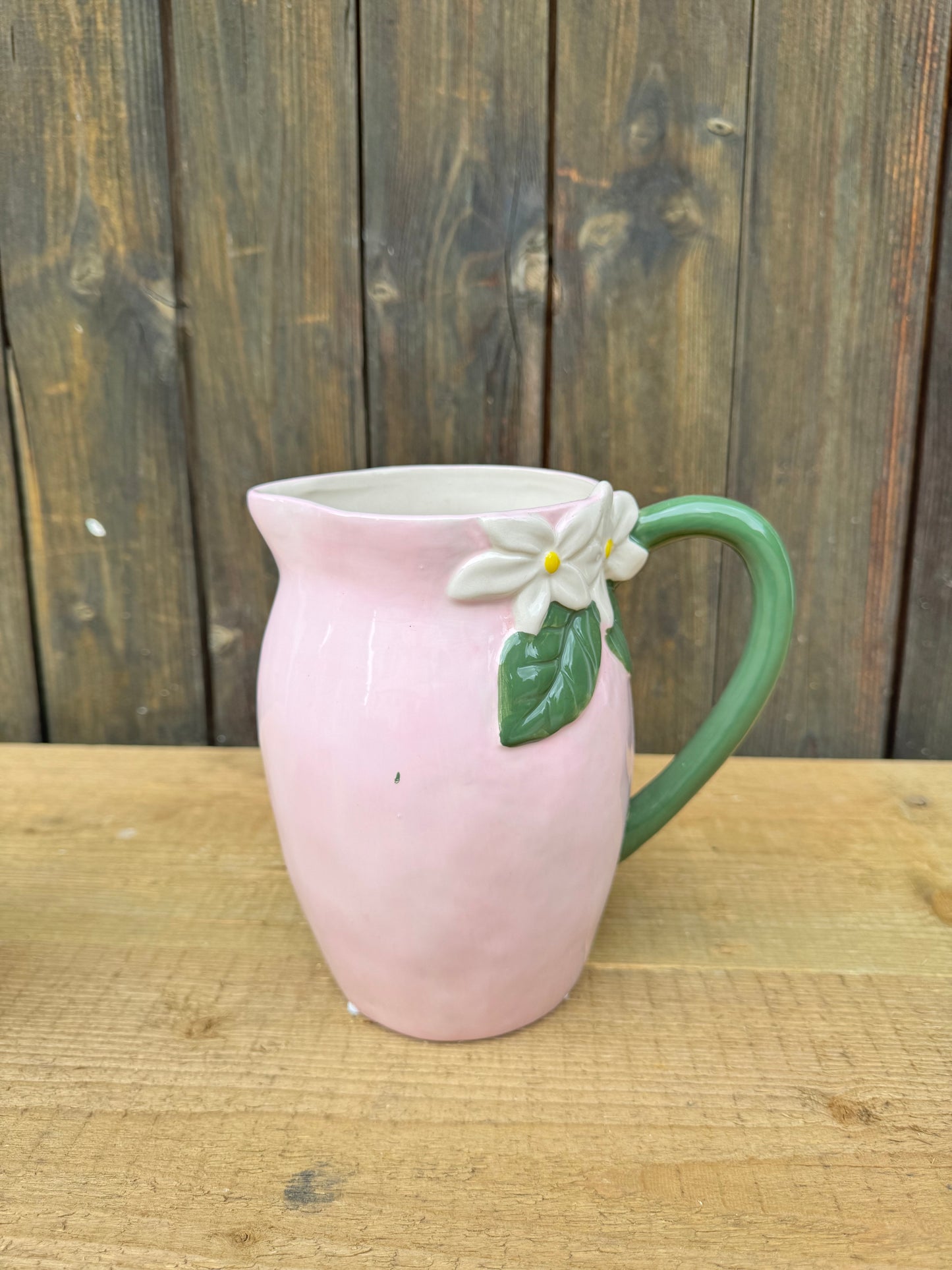 Keramik-Krug mit Blütenhenkel – Rosa oder Gelb