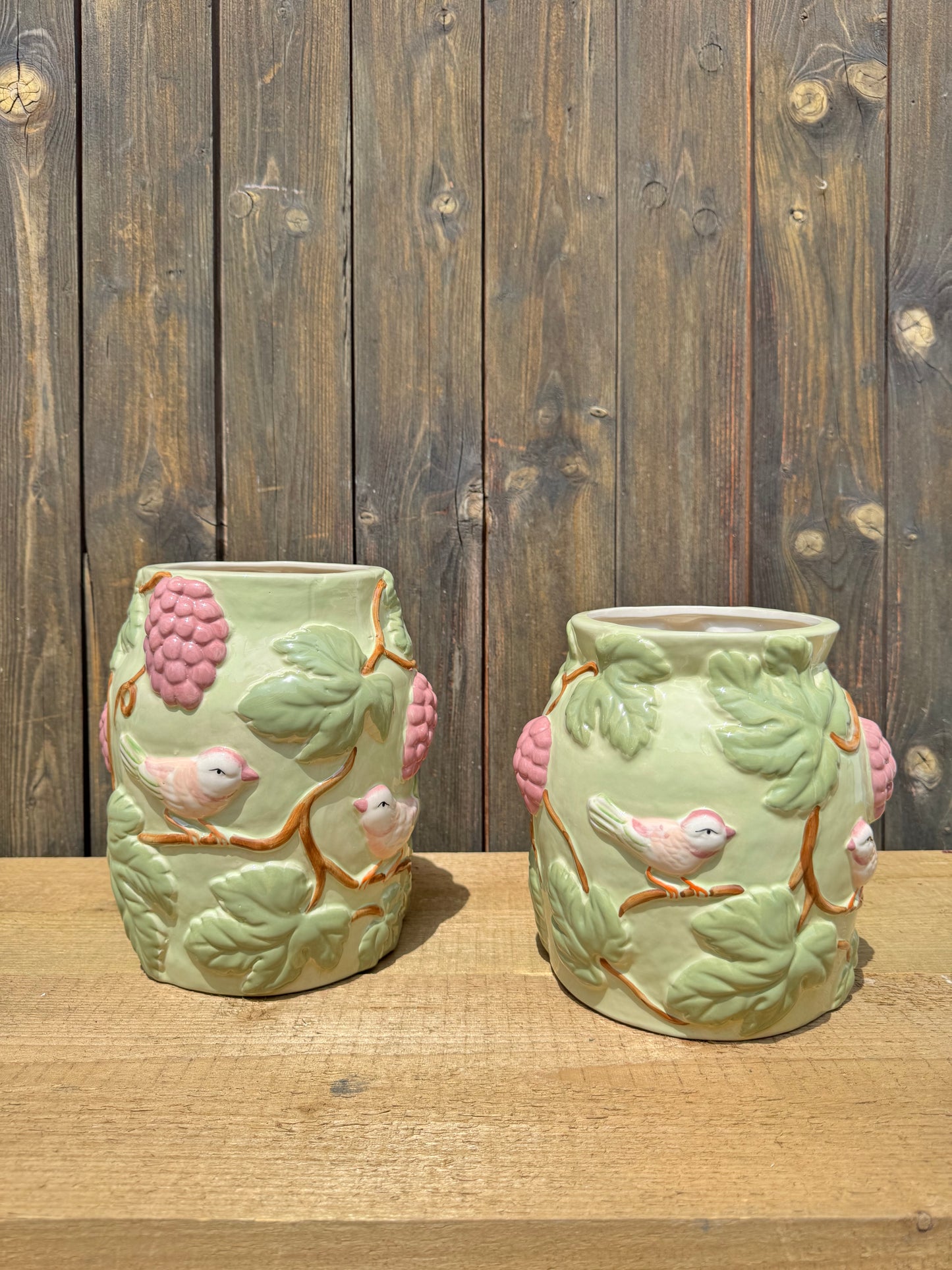 🐦 Keramikvase Beerenzauber – Handmade-Charme mit Vogelgesang