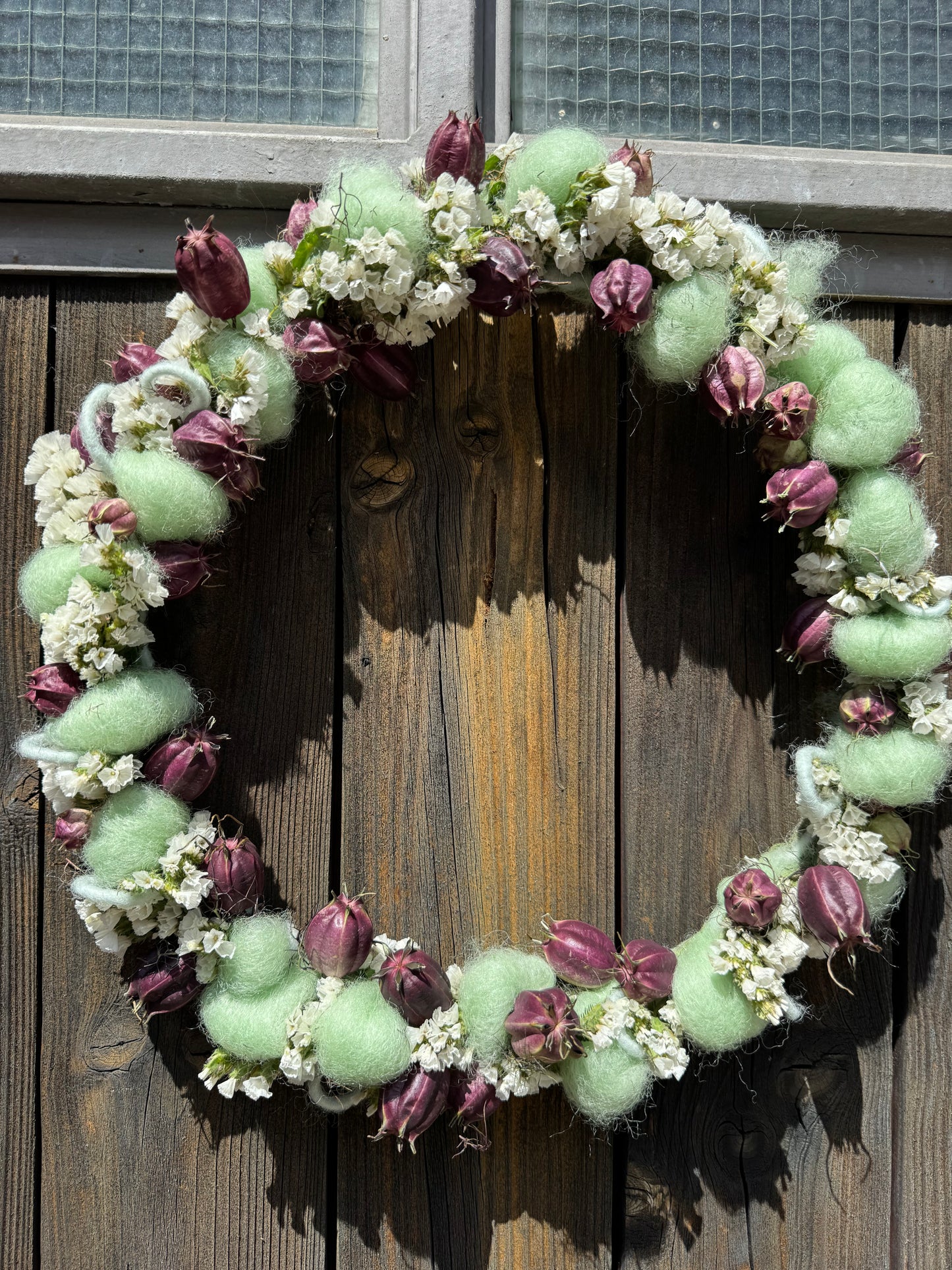 Trockenblumenkranz „Wool Bloom“ – 32 cm | Handgefertigt in 3 Farbvarianten