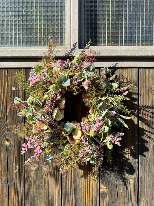🌸 Herbstkranz „Rosézauber“ – handgefertigt, 28 cm