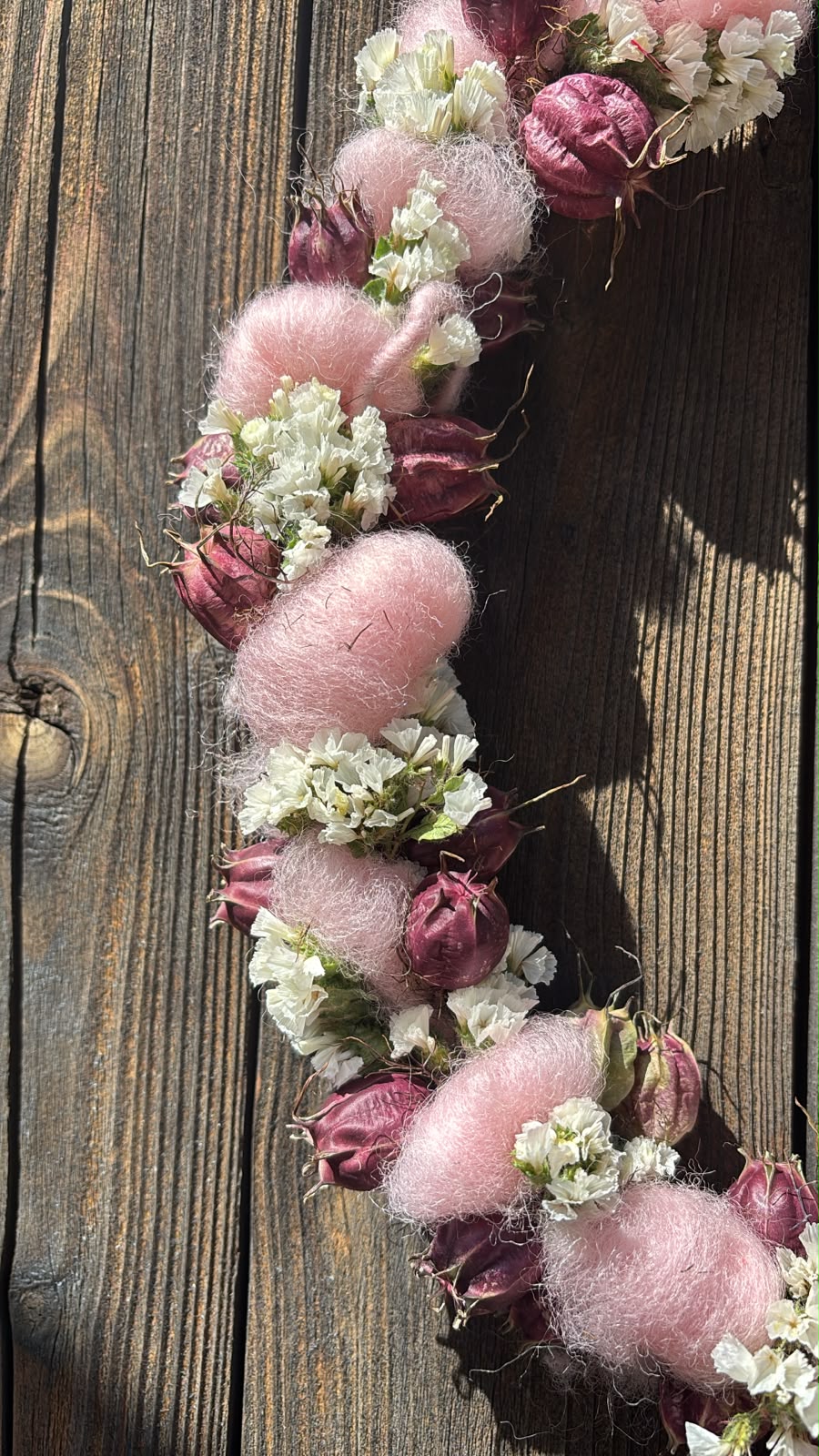 Trockenblumenkranz „Wool Bloom“ – 32 cm | Handgefertigt in 3 Farbvarianten
