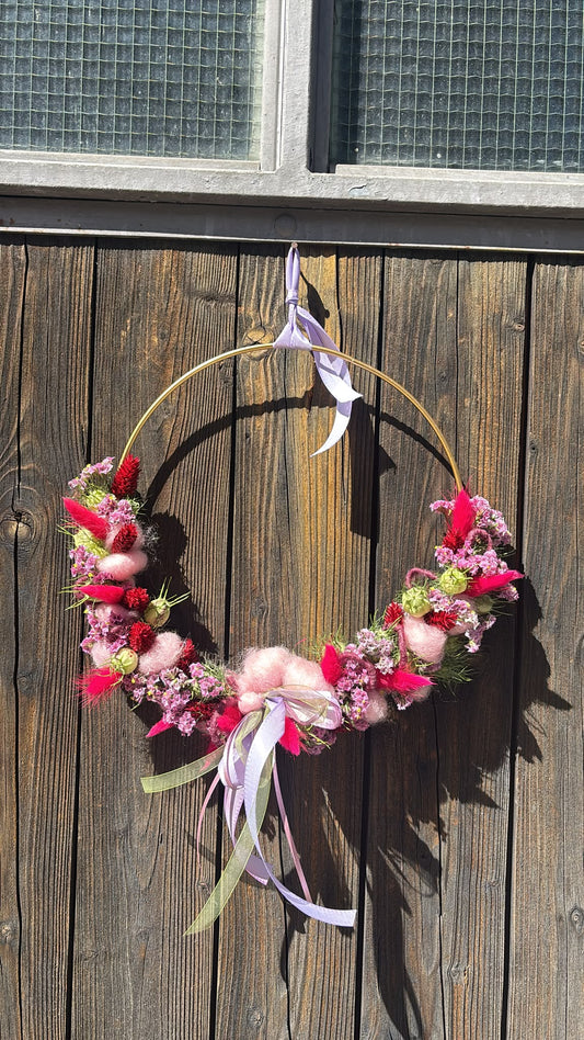 Trockenblumen-Loop „Berry Blush“ – Ø 25 cm