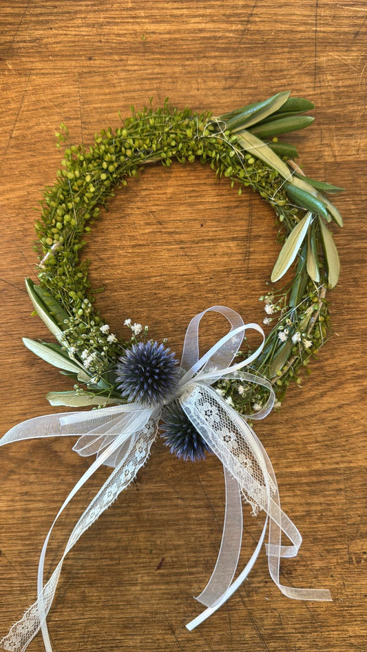 💫 Mini-Trockenblumenkranz mit Überraschungsspruch